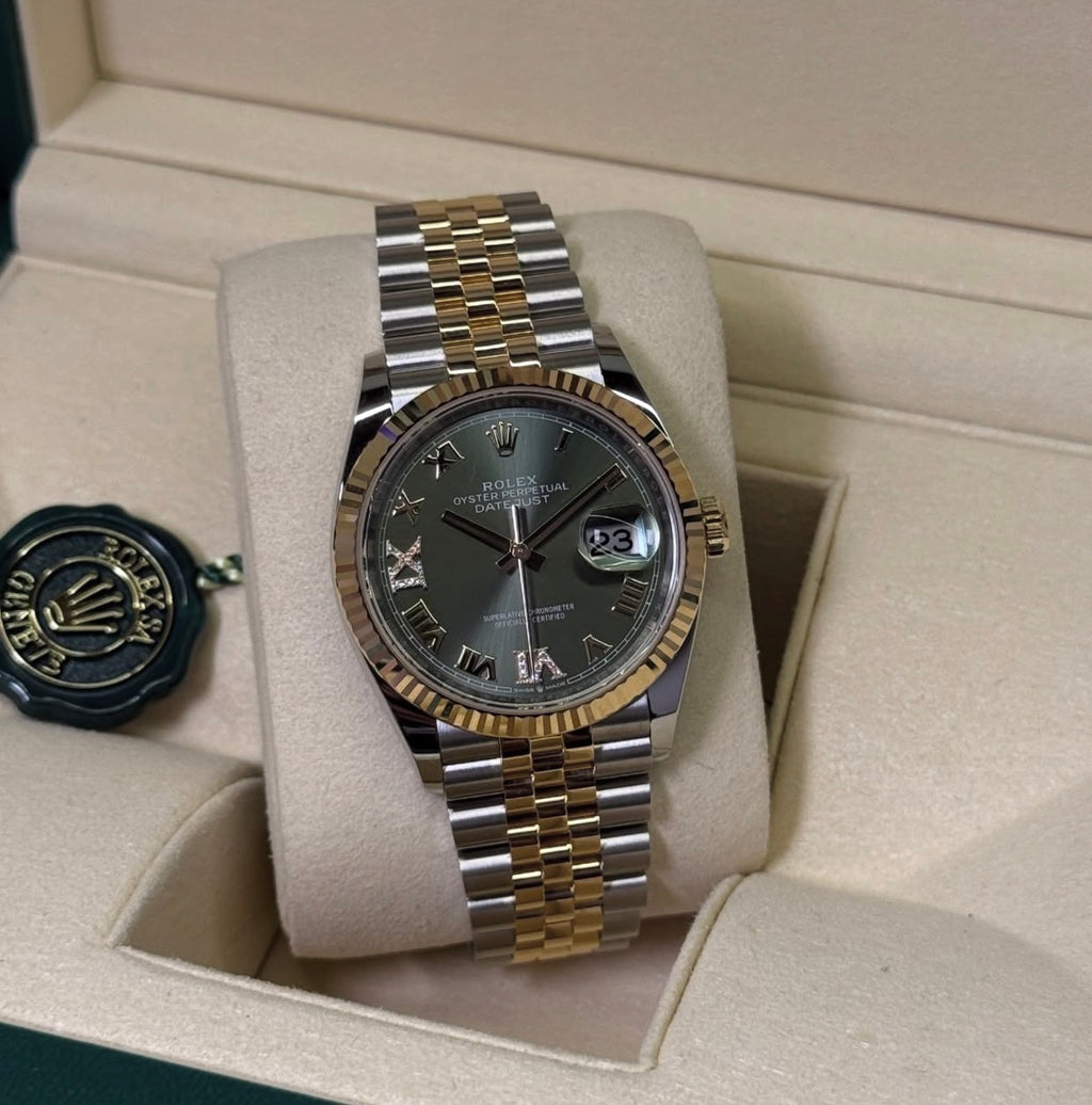 ROLEX DATEJUST JUBILÈE ORO ACC. ROMAN GREEN