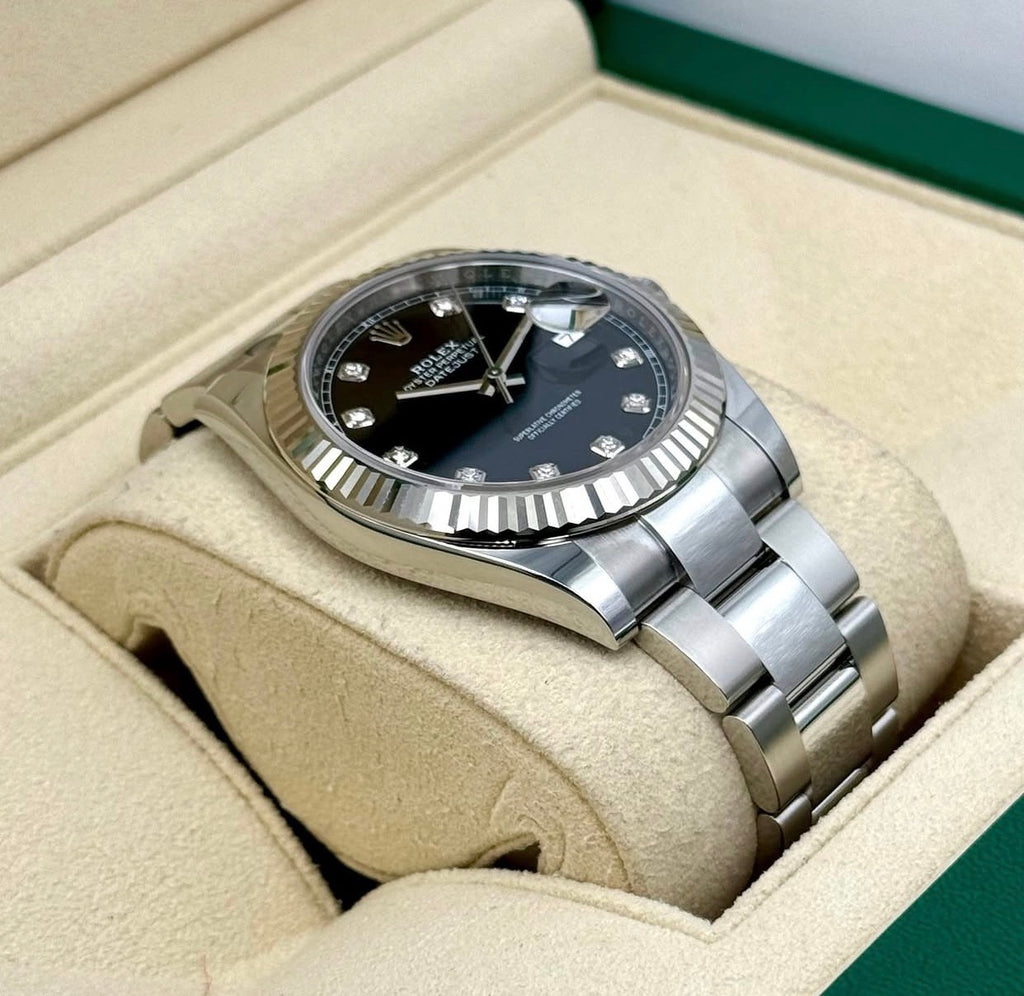 ROLEX DATEJUST OYSTER ACCIAIO ORO BLACK DIAL DIAMOND