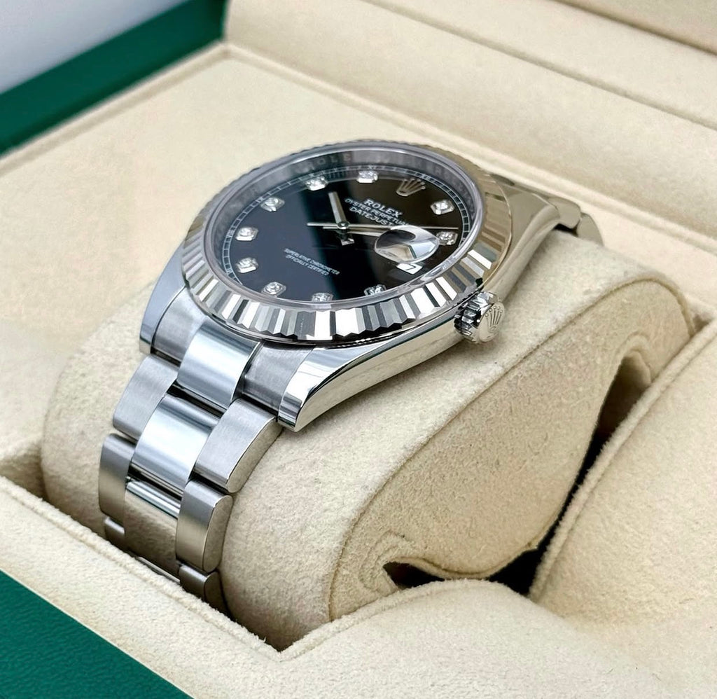 ROLEX DATEJUST OYSTER ACCIAIO ORO BLACK DIAL DIAMOND