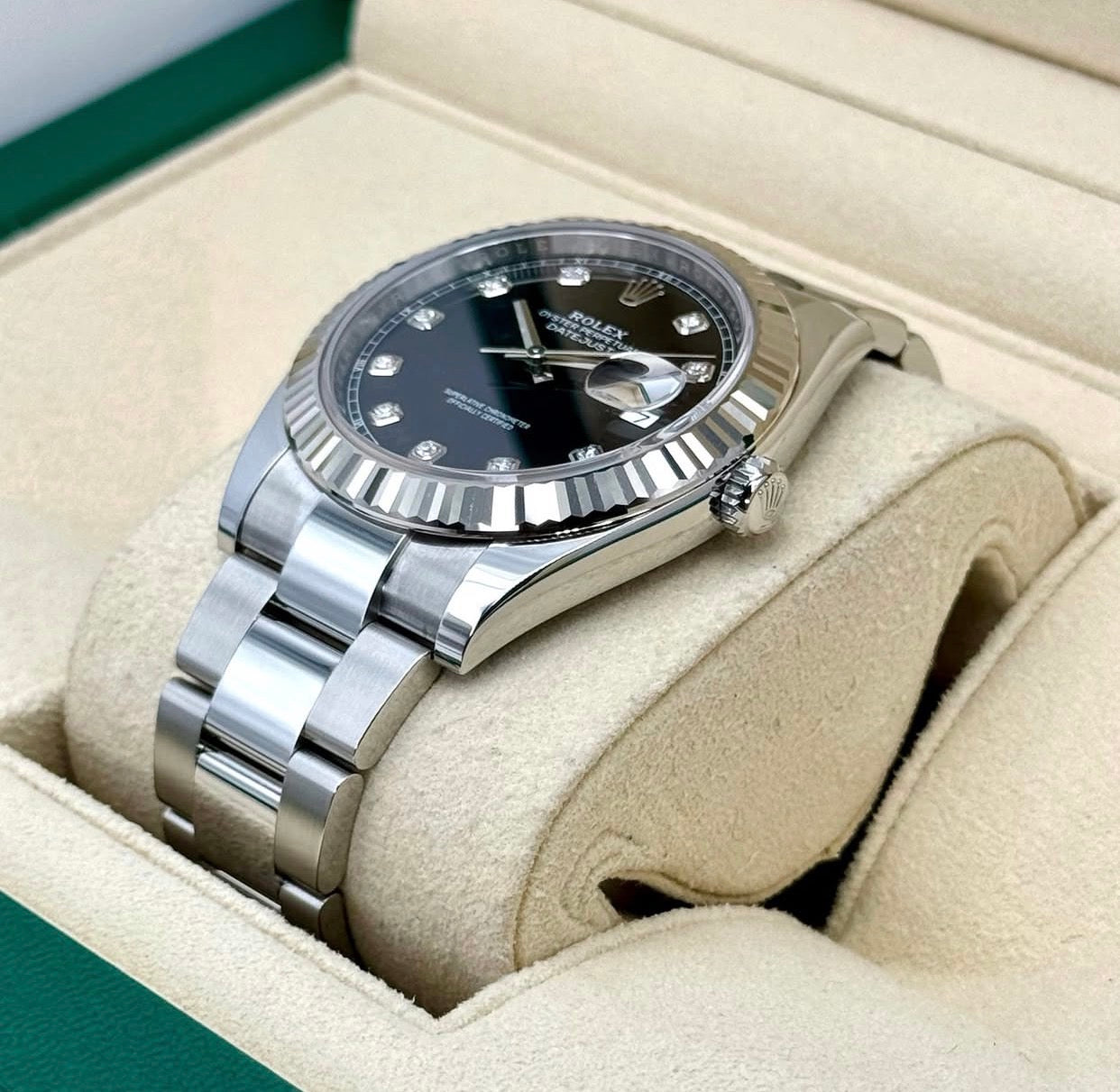 ROLEX DATEJUST OYSTER ACCIAIO ORO BLACK DIAL DIAMOND