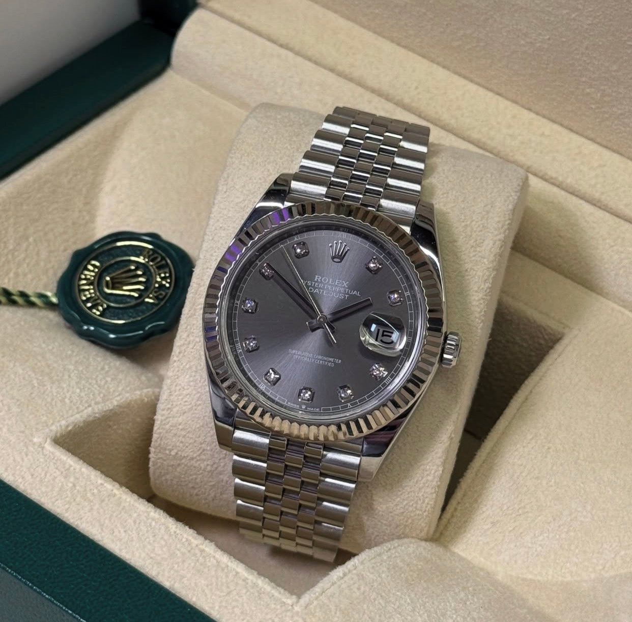 ROLEX DATEJUST JUBILÉE GREY RHODIUM DIAMOND