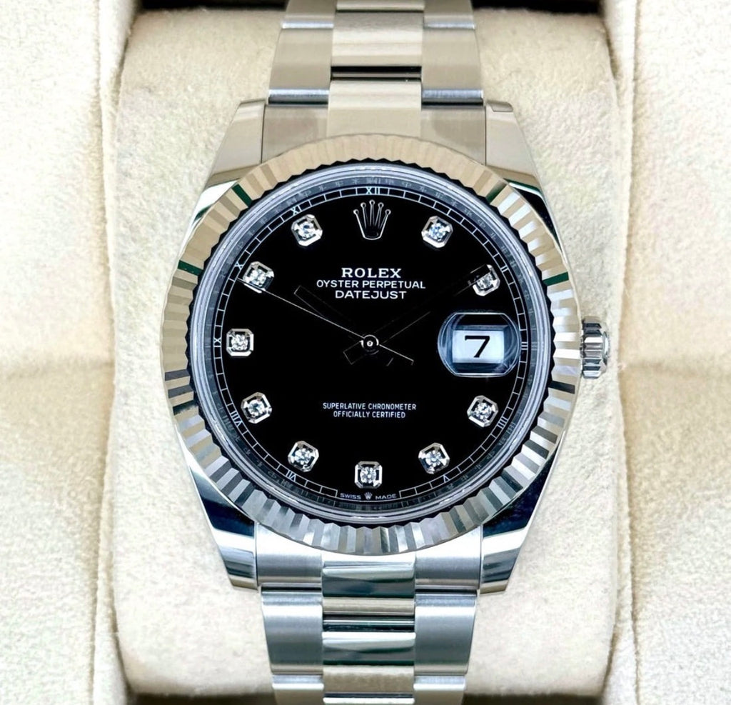 ROLEX DATEJUST OYSTER ACCIAIO ORO BLACK DIAL DIAMOND