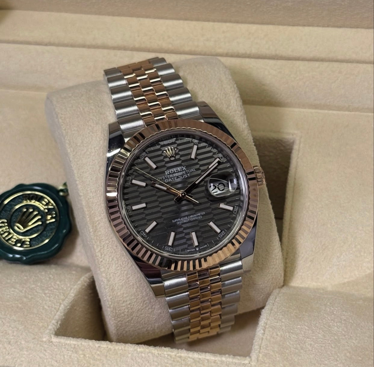 ROLEX DATEJUST JUBILEE SKYLAR GREY ROSE' GOLD