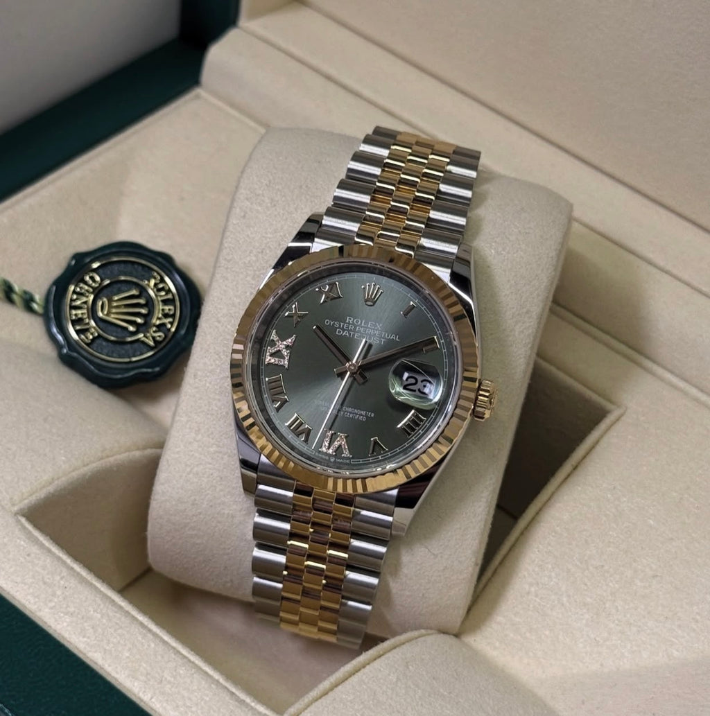 ROLEX DATEJUST JUBILÈE ORO ACC. ROMAN GREEN