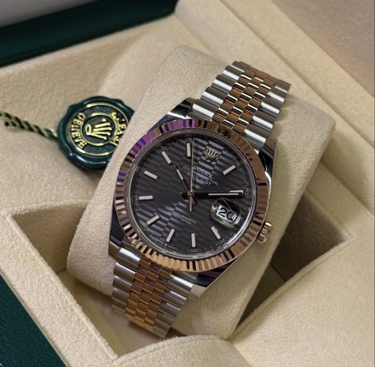 ROLEX DATEJUST JUBILEE SKYLAR GREY ROSE' GOLD